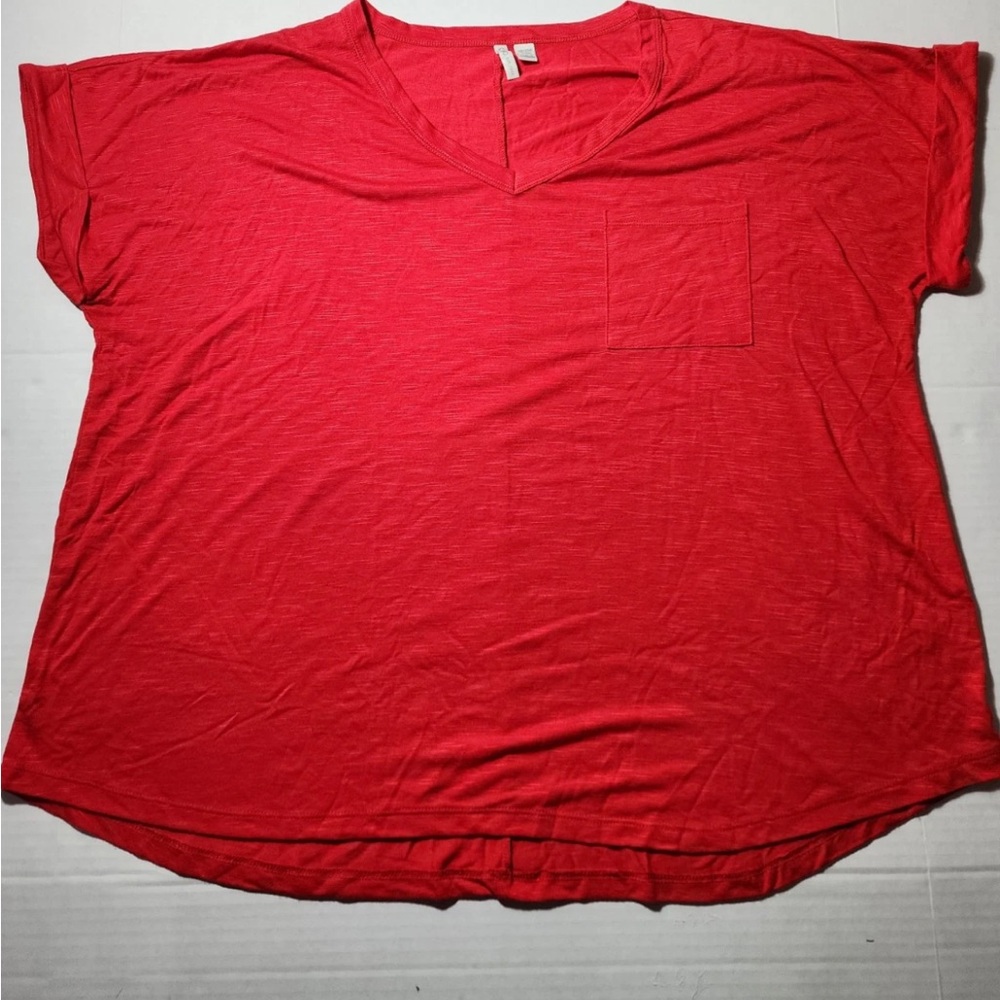 Cato Red Short Sleeve V-Neck Tee